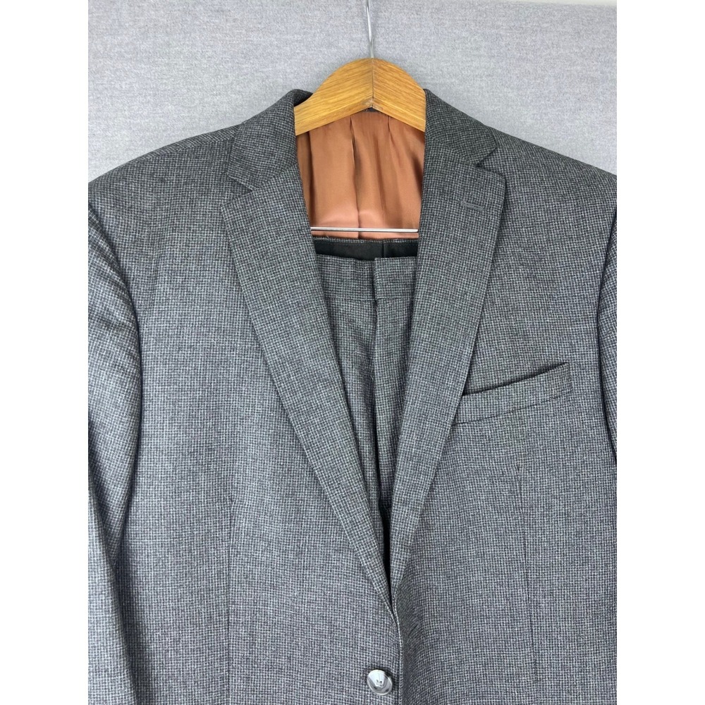 Jos. A. Bank Joseph Slim Fit Suit 40R 33x28 Gray Wool Cashmere Micro Check 01408